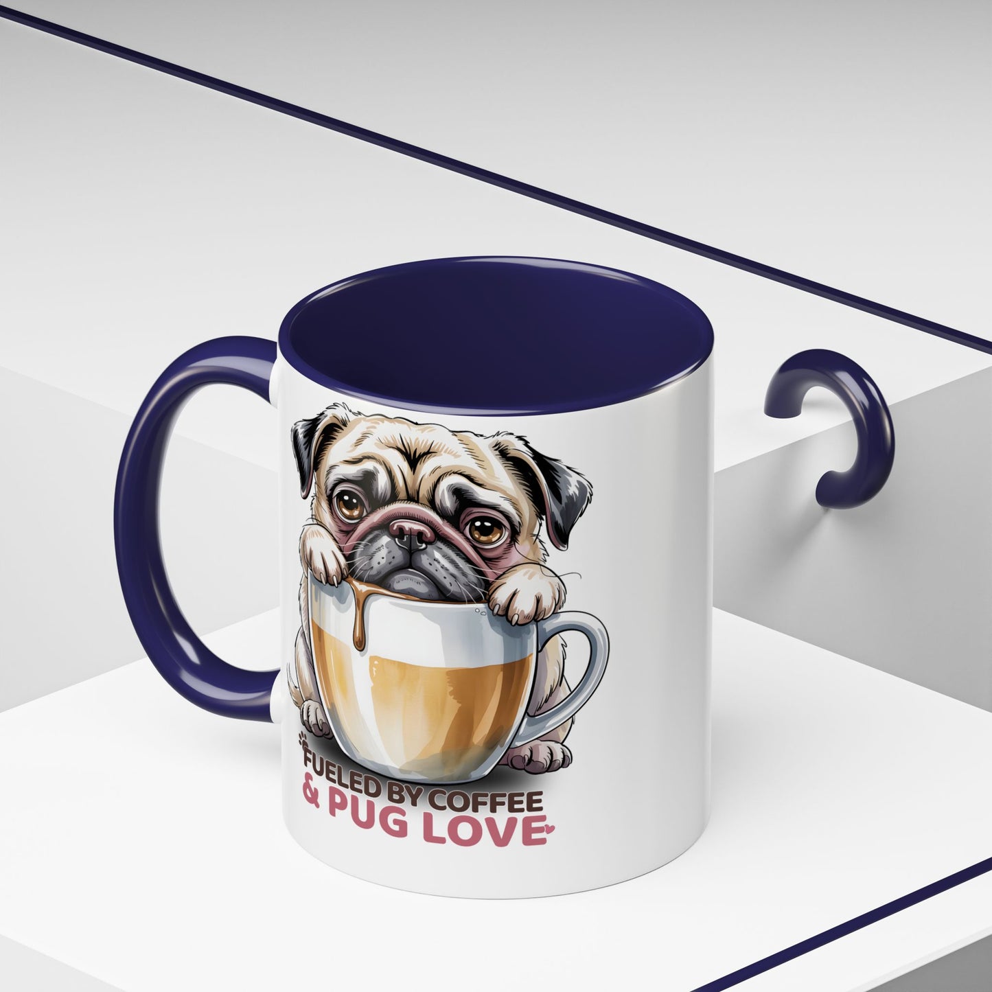 Pug Coffee Mug – Fueled by Coffee & Pug Love | Cute Dog Mom Gift, Accent Ceramic Mug - 14815