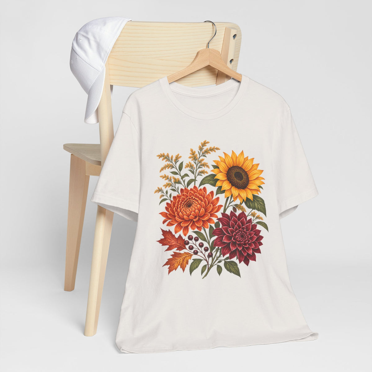 Autumn Wildflower Bouquet T-Shirt, Vintage Botanical Floral Tee - 14565