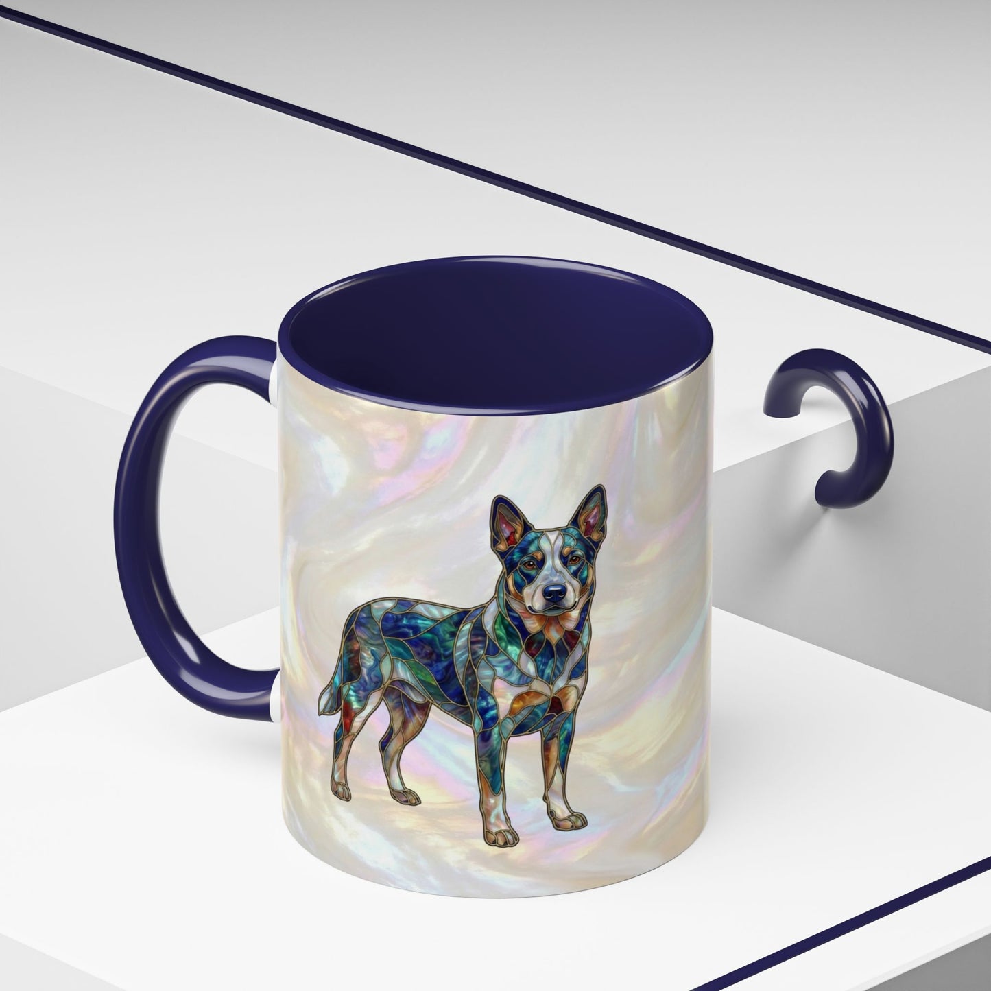 Australian Cattle Dog Accent Mug — Stained Glass Design (11/15oz) - 14613