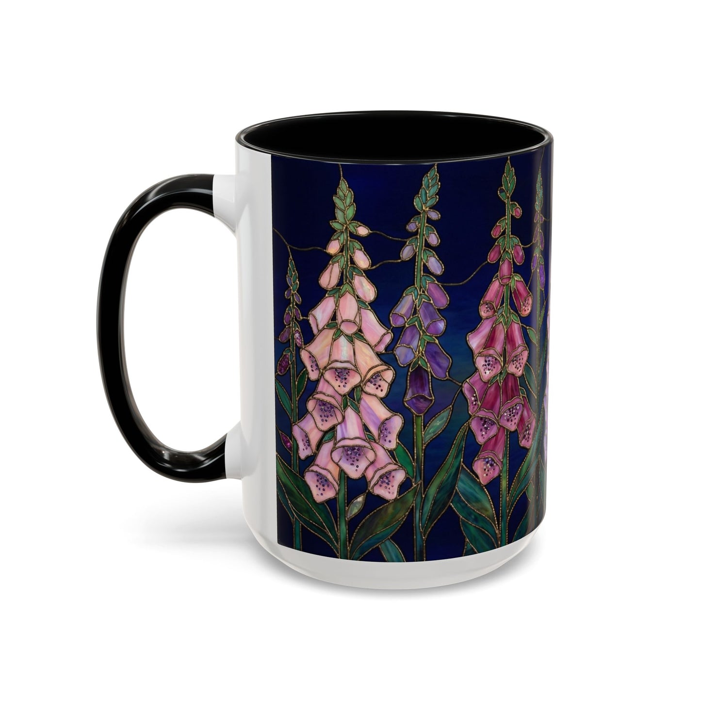Foxglove Floral Coffee Mug — Stained Glass Design (11/15oz) - 14565