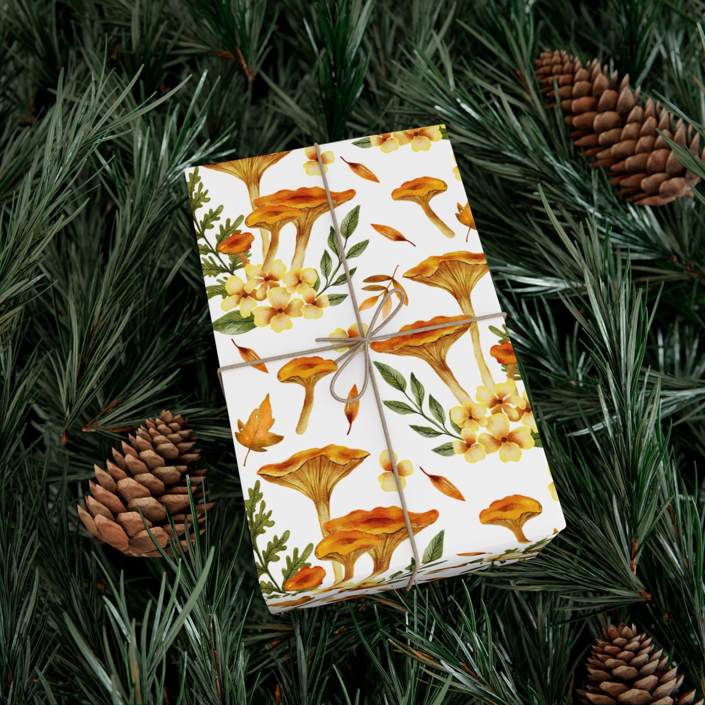 Mushroom & Flowers, Yellow - Gift Wrap Papers - 10241