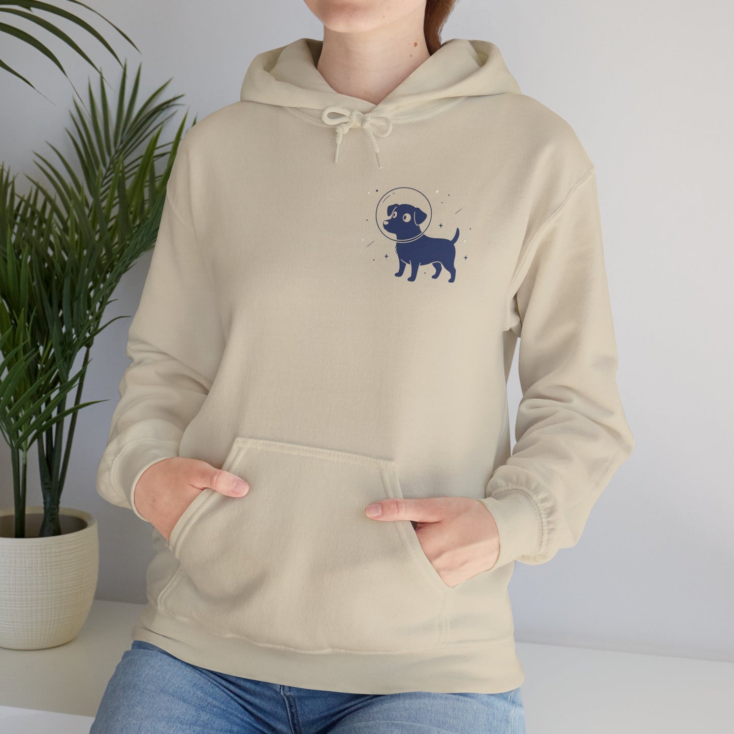 Dog in Space Hoodie – Space Puppy Graphic Hooded Sweatshirt, Unisex Heavy Blend™ - 14679