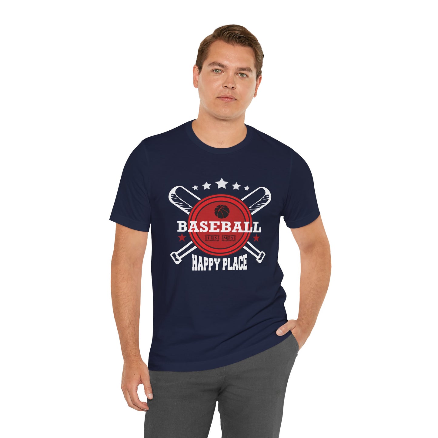 Baseball: Happy Place - Unisex Jersey Short Sleeve Tee - 13912