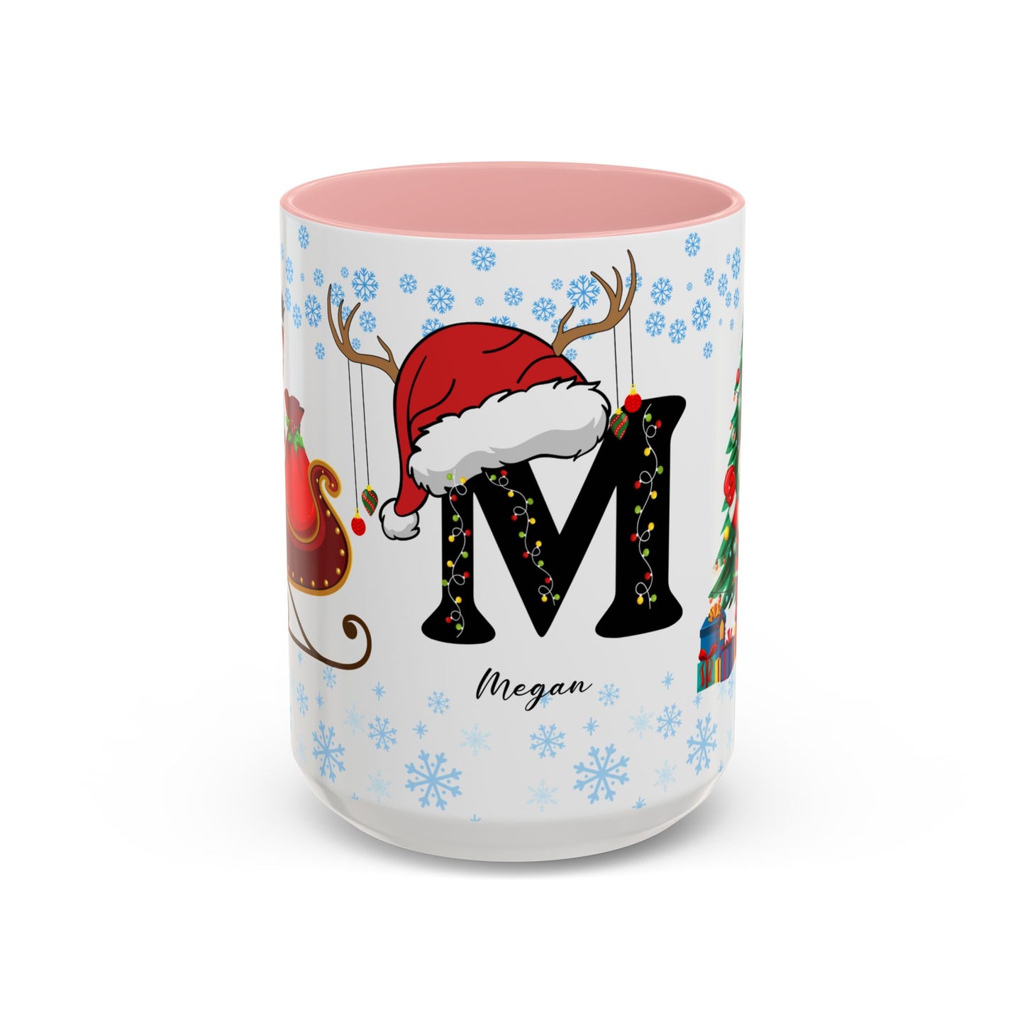 Christmas Letter M for Megan, Customizable - Accent Coffee Mug (11, 15oz)