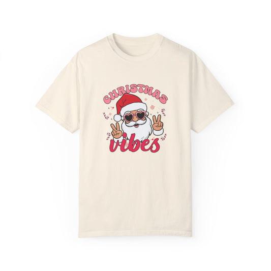 Santa, Christmas Vibes - Unisex Garment-Dyed T-shirt