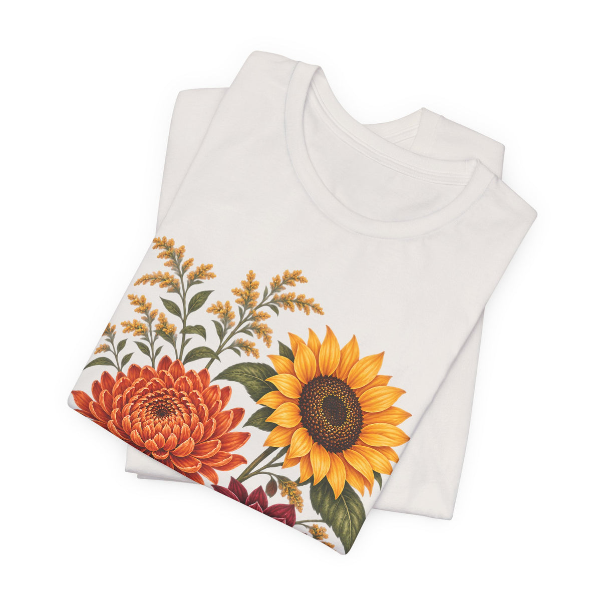 Autumn Wildflower Bouquet T-Shirt, Vintage Botanical Floral Tee - 14565