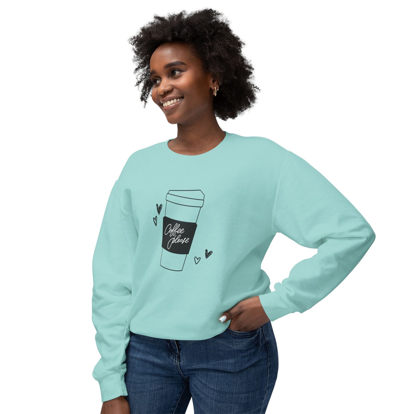 Coffee Please - Unisex Lightweight Crewneck Sweatshirt - 11285