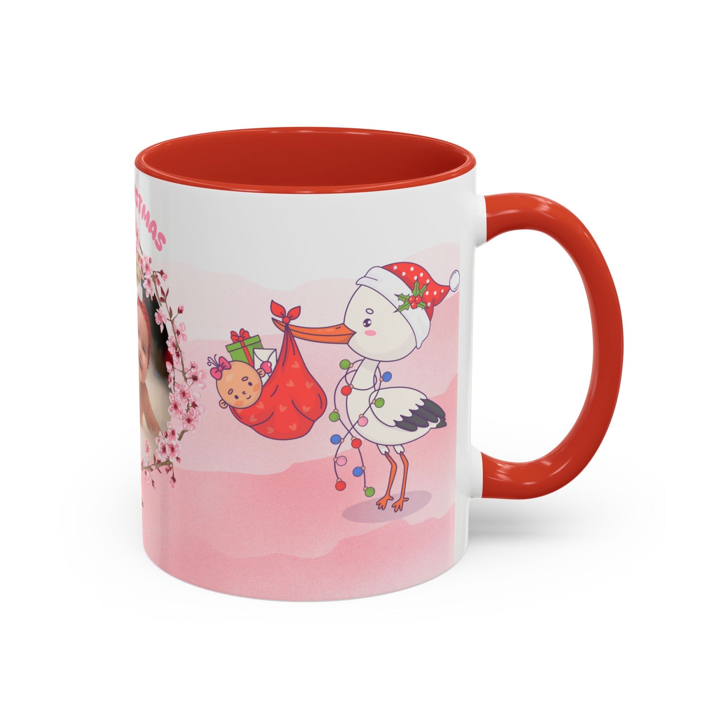 First Christmas, Baby Girl, Customizable - Accent Coffee Mug (11, 15oz) - 10074