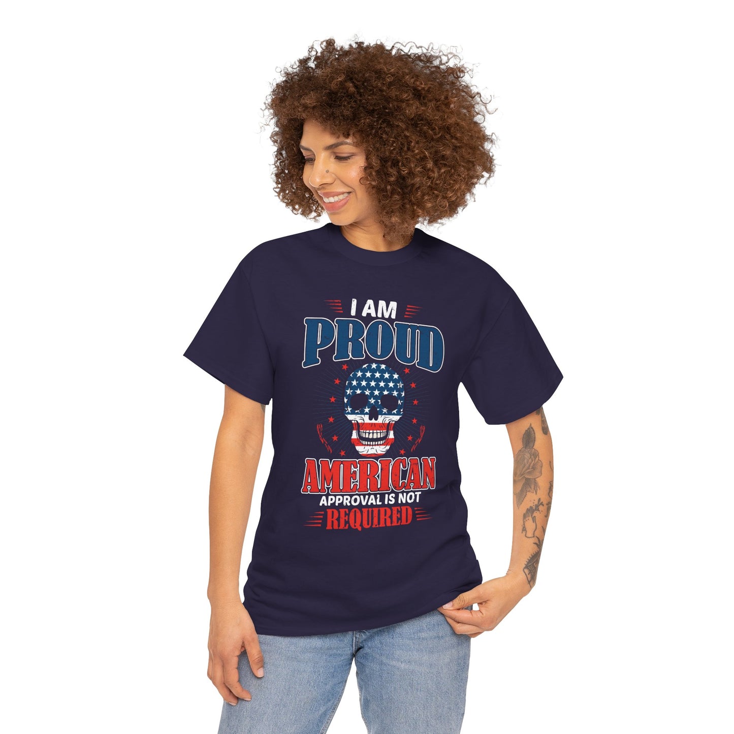 "I'm a Proud American" Unisex Heavy Cotton Tee, Patriotic Shirt, Independence Day Apparel, Casual Wear, Gift for Veterans - 13637