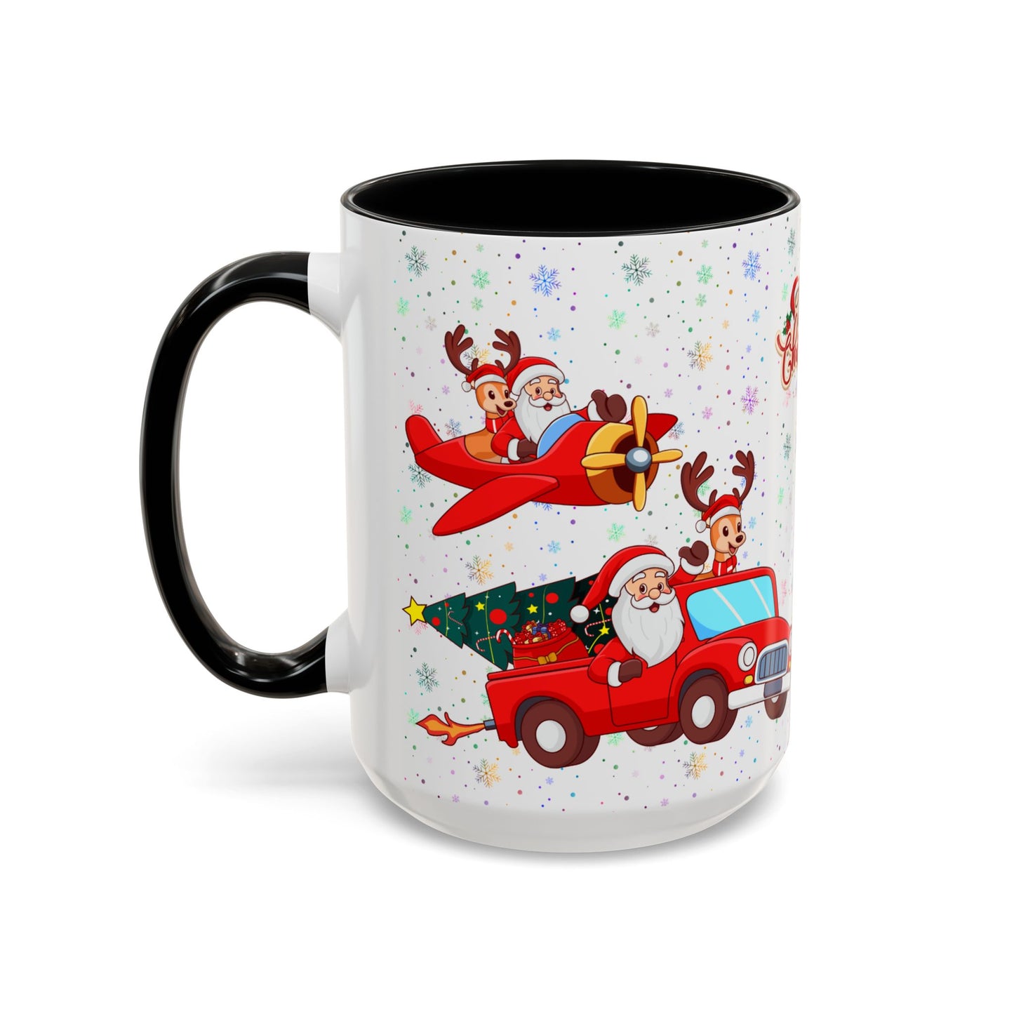 Christmas Party, Santa, Snowman, Reindeer - Accent Coffee Mug (11, 15oz) - 10426