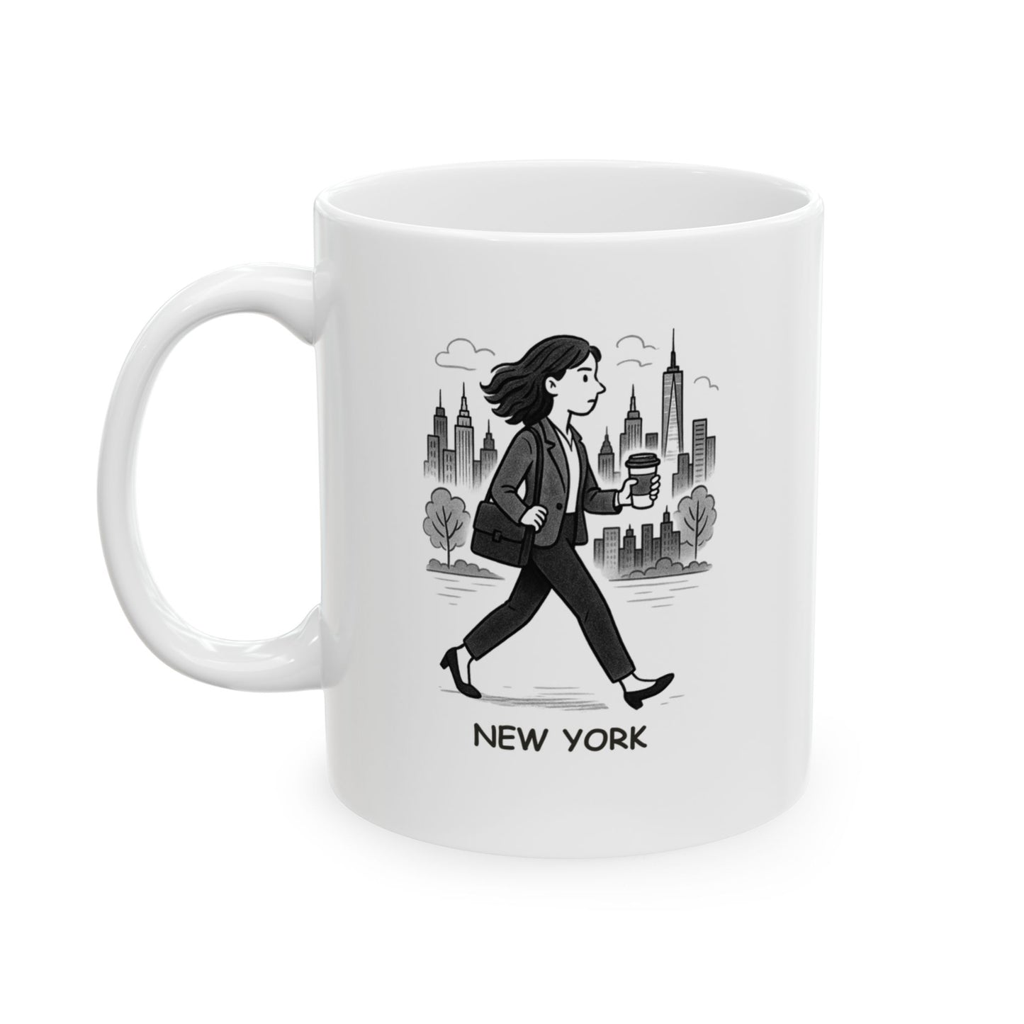 "In New York, we don’t just walk fast—we walk with a purpose and a coffee in hand." Ceramic Mug - 12828