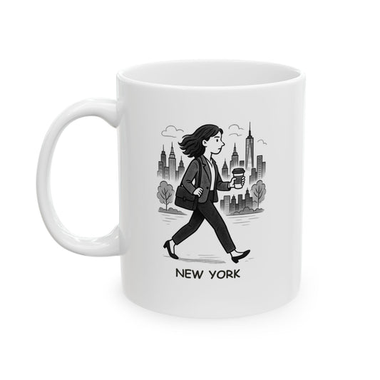 "In New York, we don’t just walk fast—we walk with a purpose and a coffee in hand." Ceramic Mug - 12828