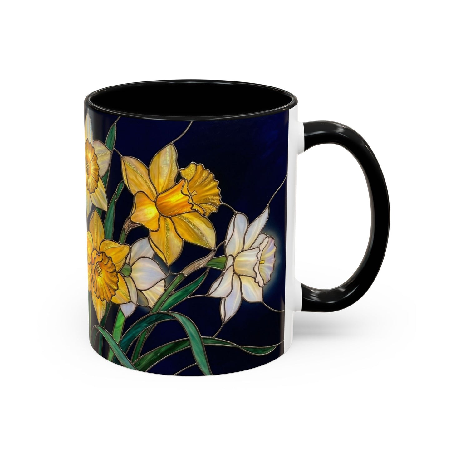 Daffodil Garden Accent Coffee Mug — Stained Glass Design (11/15oz) - 14542