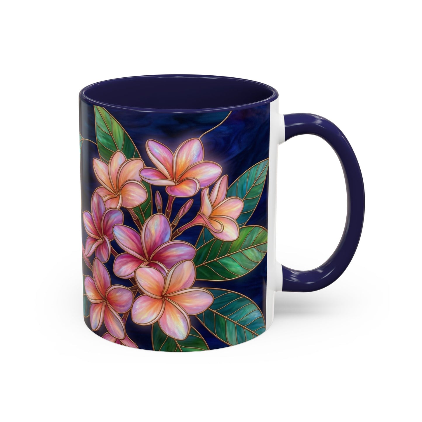 Plumeria Floral Accent Mug —  Stained Glass Design (11/15oz) - 14545