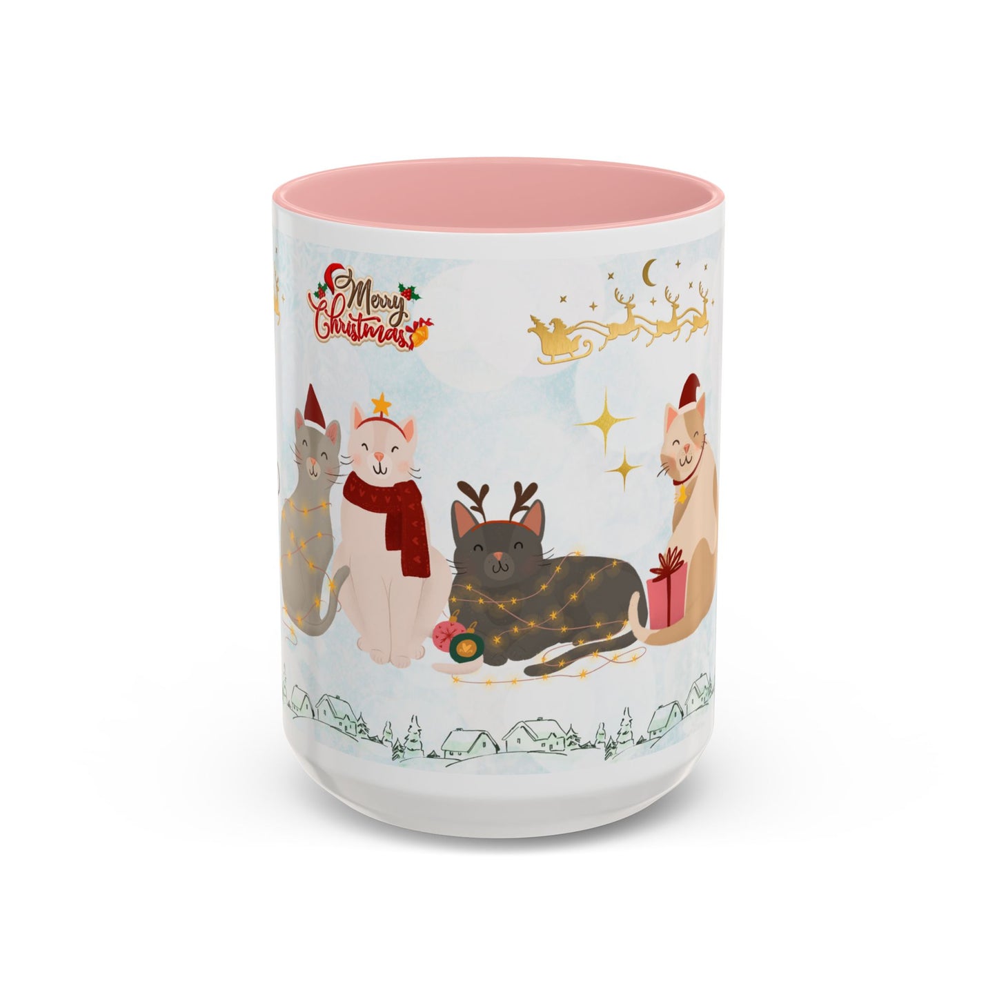 Merry Christmas, Cats - Accent Coffee Mug (11, 15oz)