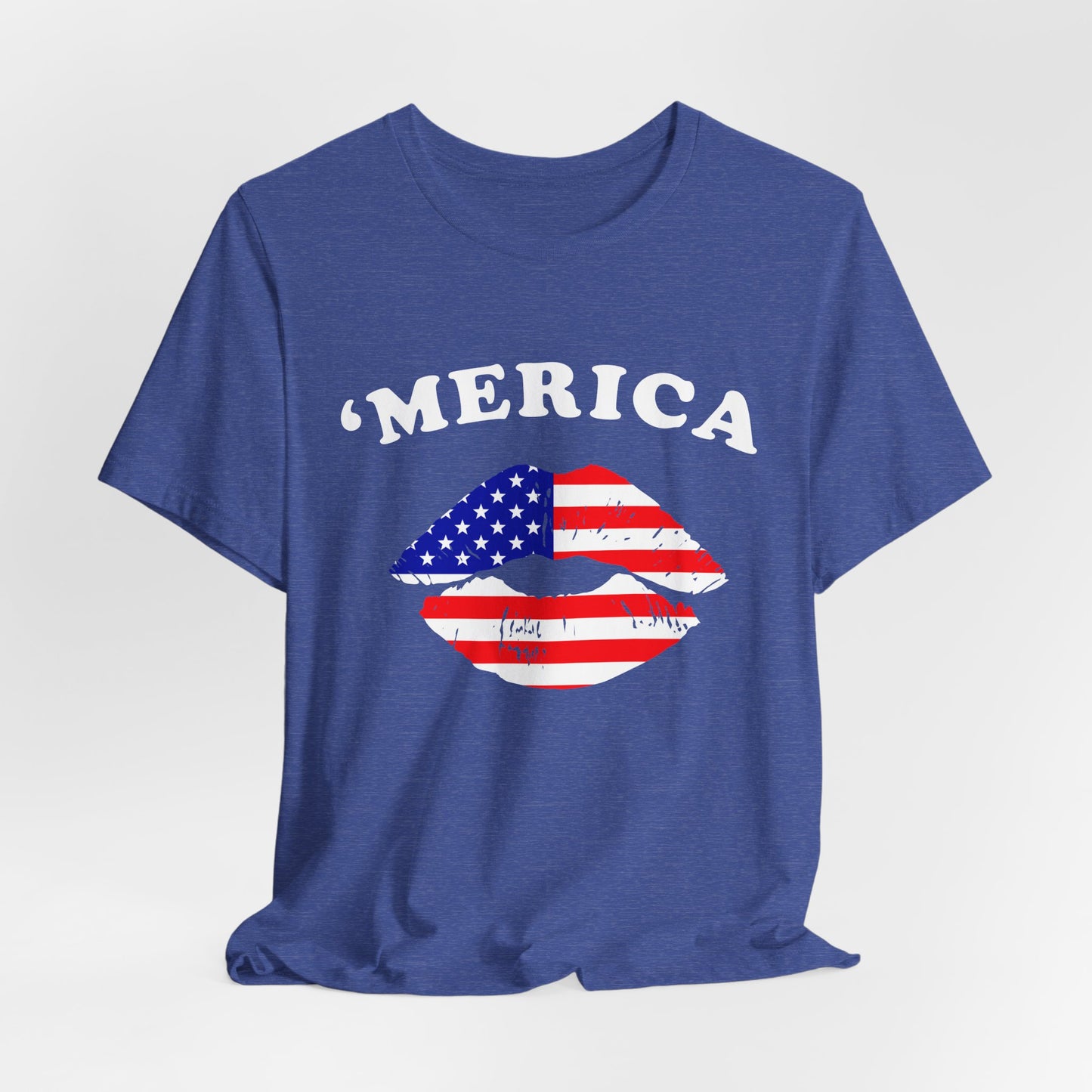 'Merica Unisex Jersey Tee, Patriotic Short Sleeve Shirt, USA Flag Design, Independence Day Apparel, Festival Wear, Summer Casual - 13519
