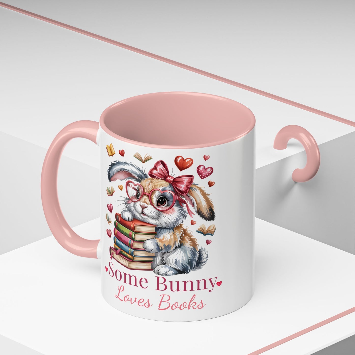 Some Bunny Loves Books Mug – Cute Book Lover Coffee Cup, Bunny Reading Gift for Teacher, Librarian or Reader (11oz / 15oz) - 14789