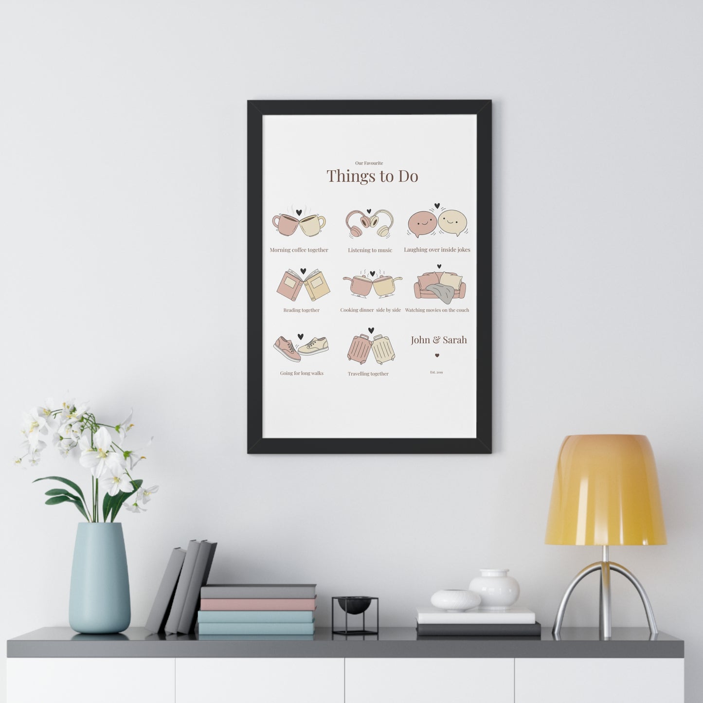 Framed Poster – “Our Favourite Things to Do” Personalized Couple Print | Valentine’s Gift - 14708