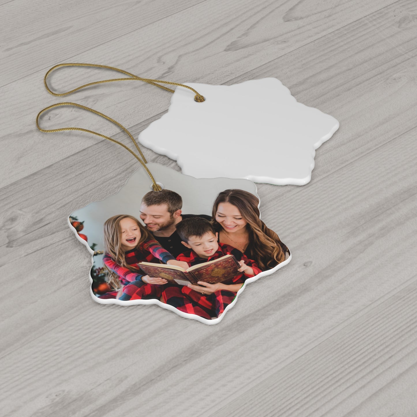 Christmas, Family Photo - Ceramic Ornament, 4 Shapes