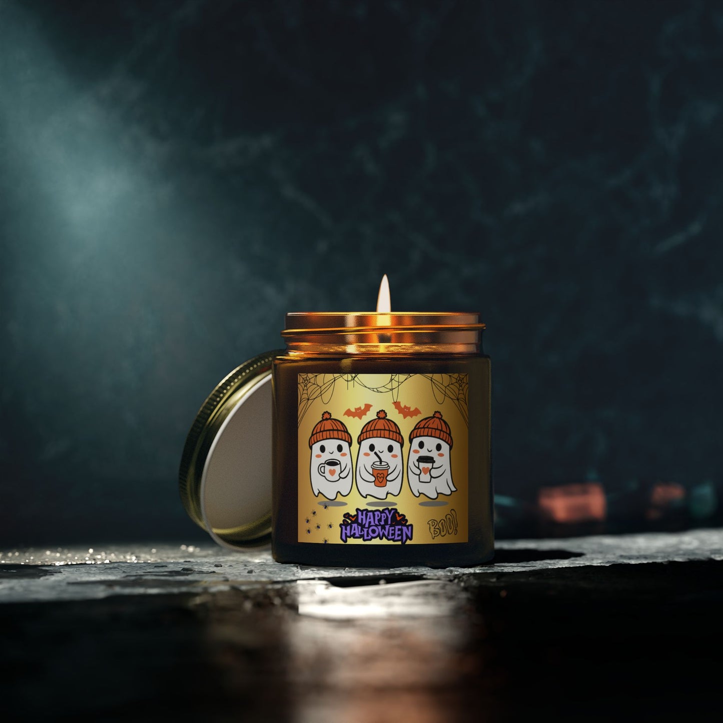 Cute Halloween Ghosts - Scented Candles, Coconut Apricot Wax (4oz, 9oz)