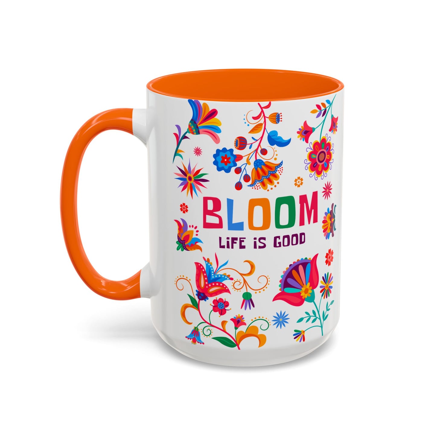 Colorful Floral Accent Coffee Mug - Bloom Life is Good - 14082