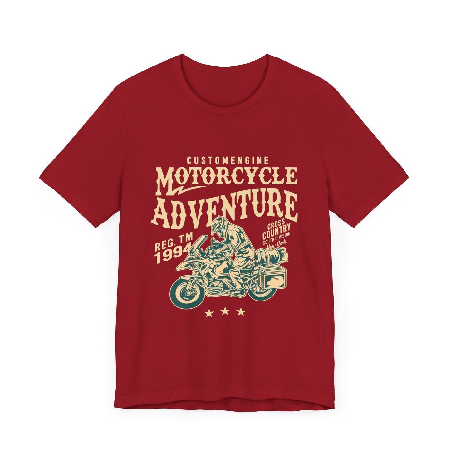 Custom Engine, Motorcycle Adventure - Unisex Jersey Short Sleeve Tee