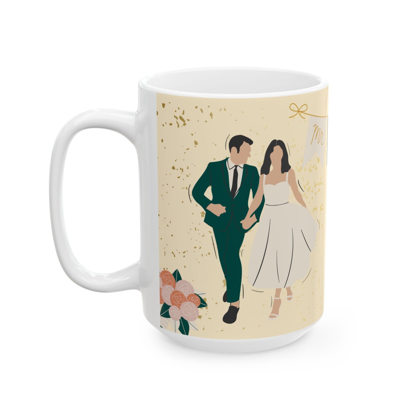 Mr & Mrs, Happy Wedding, Details Customizable - Ceramic Mug, (11oz, 15oz) - 11138