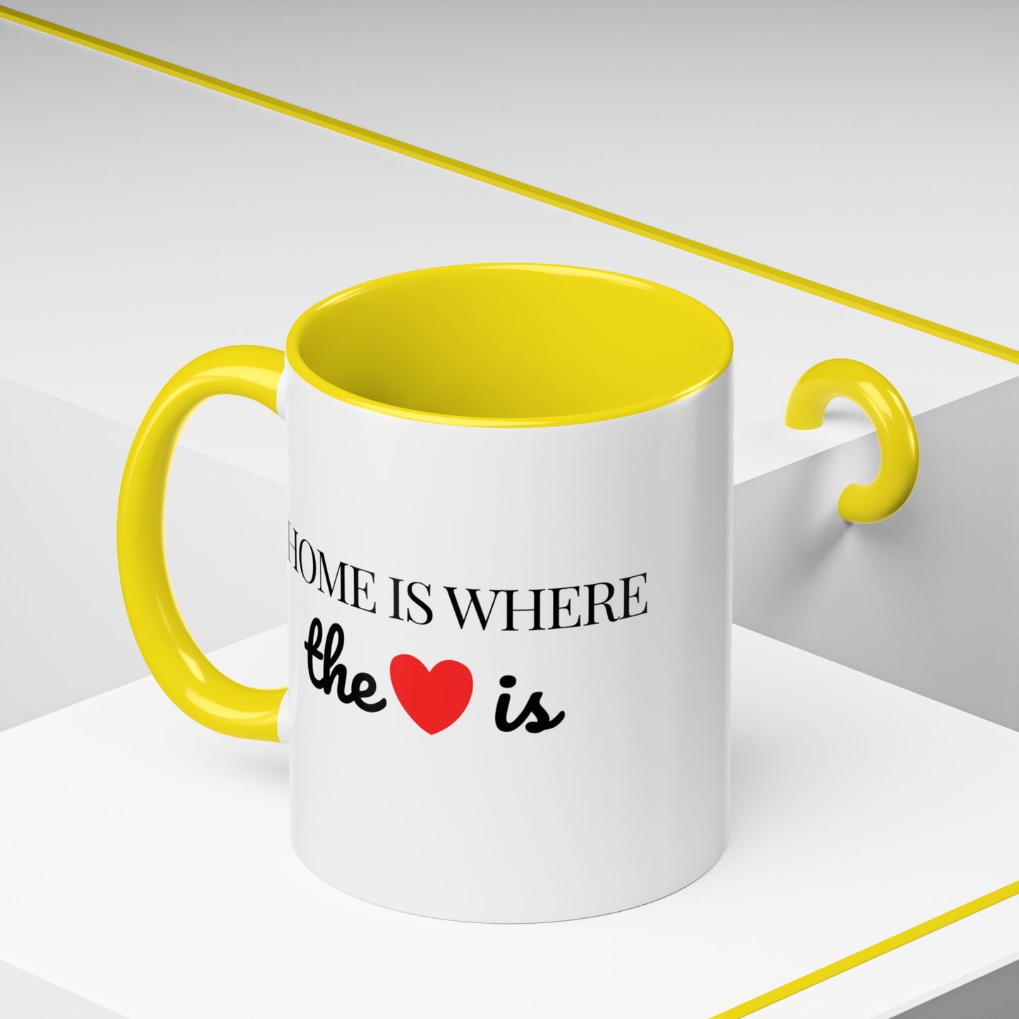 "Home is Where the Heart is" Coffee Mug —  Minimal Accent Ceramic Mug (11/15oz) - 14684