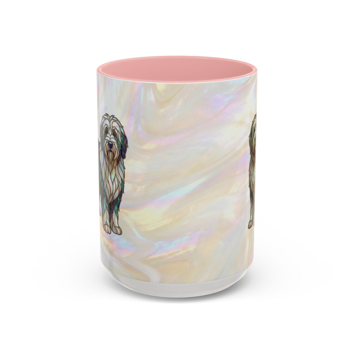 English Sheepdog Accent Coffee Mug -Stained Glass Style (11/15oz) - 14631