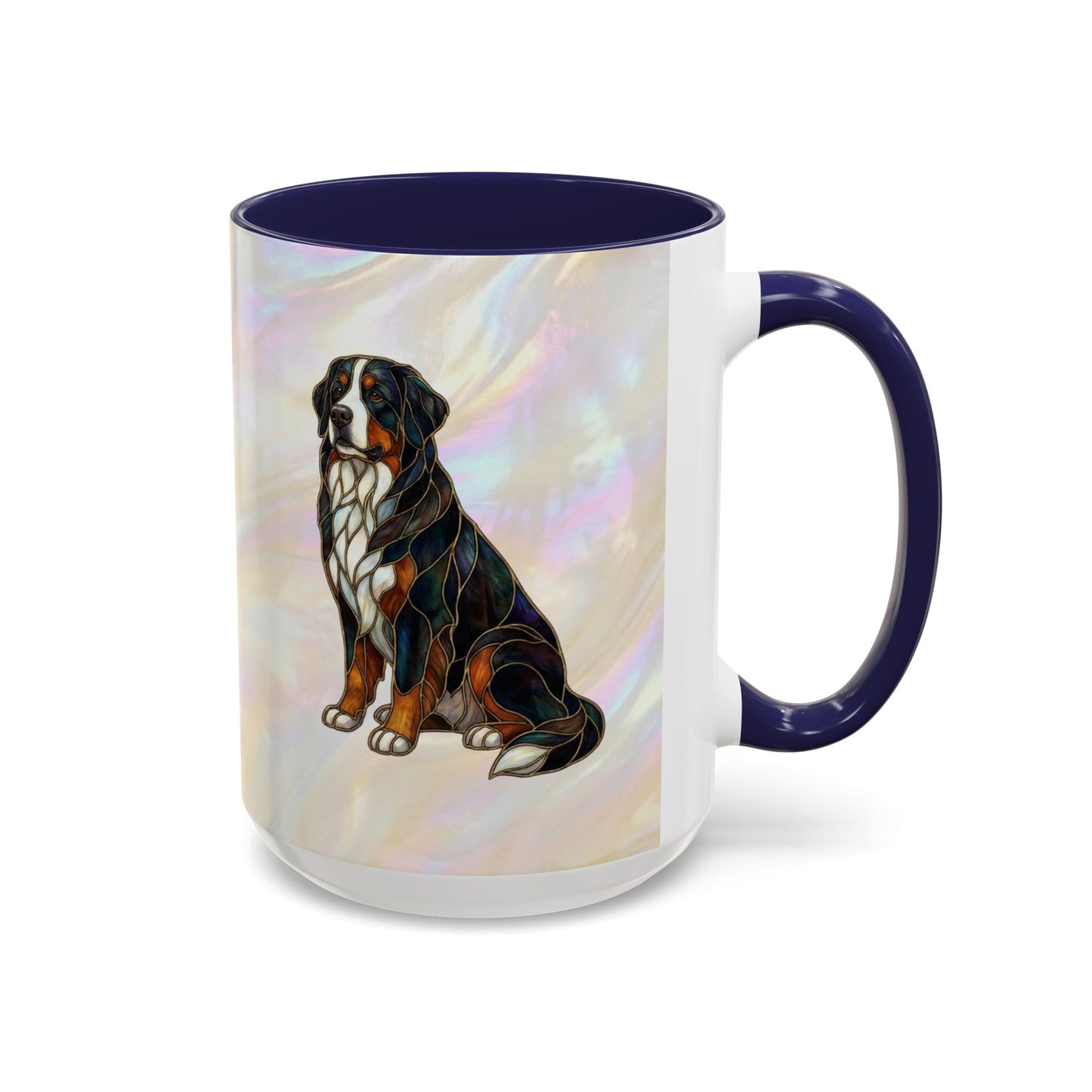 Bernese Mountain Dog Accent Coffee Mug — Stained Glass Design (11/15 oz) - 14617
