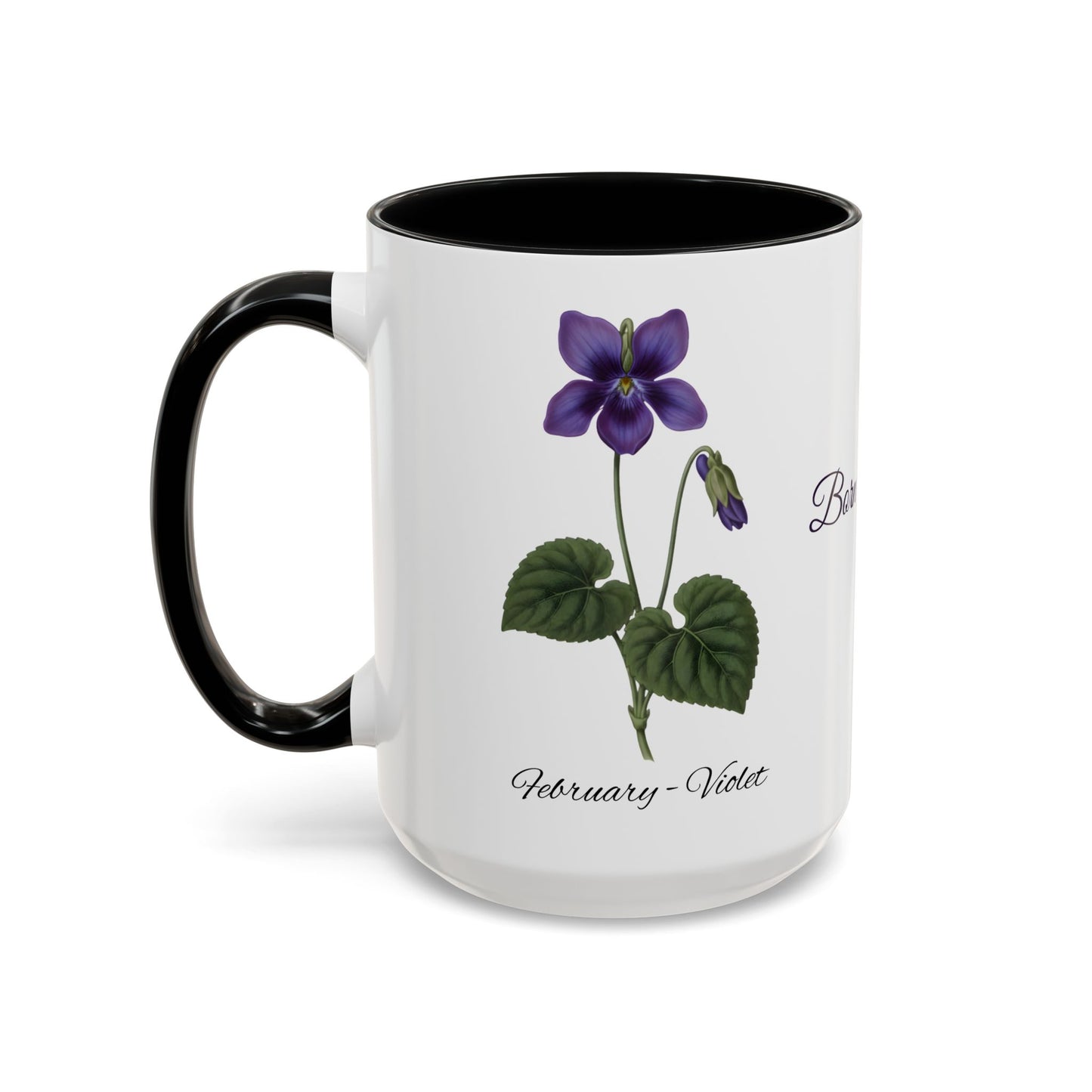 February Birth Flower Violet Mug – Personalized Name Coffee Cup - 14695