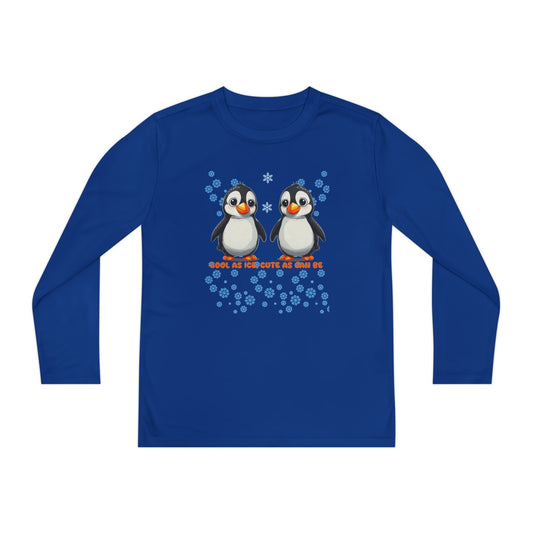 Penguin: Cool As Ice, Cute As Can Be - Youth Long Sleeve Competitor Tee - 10867