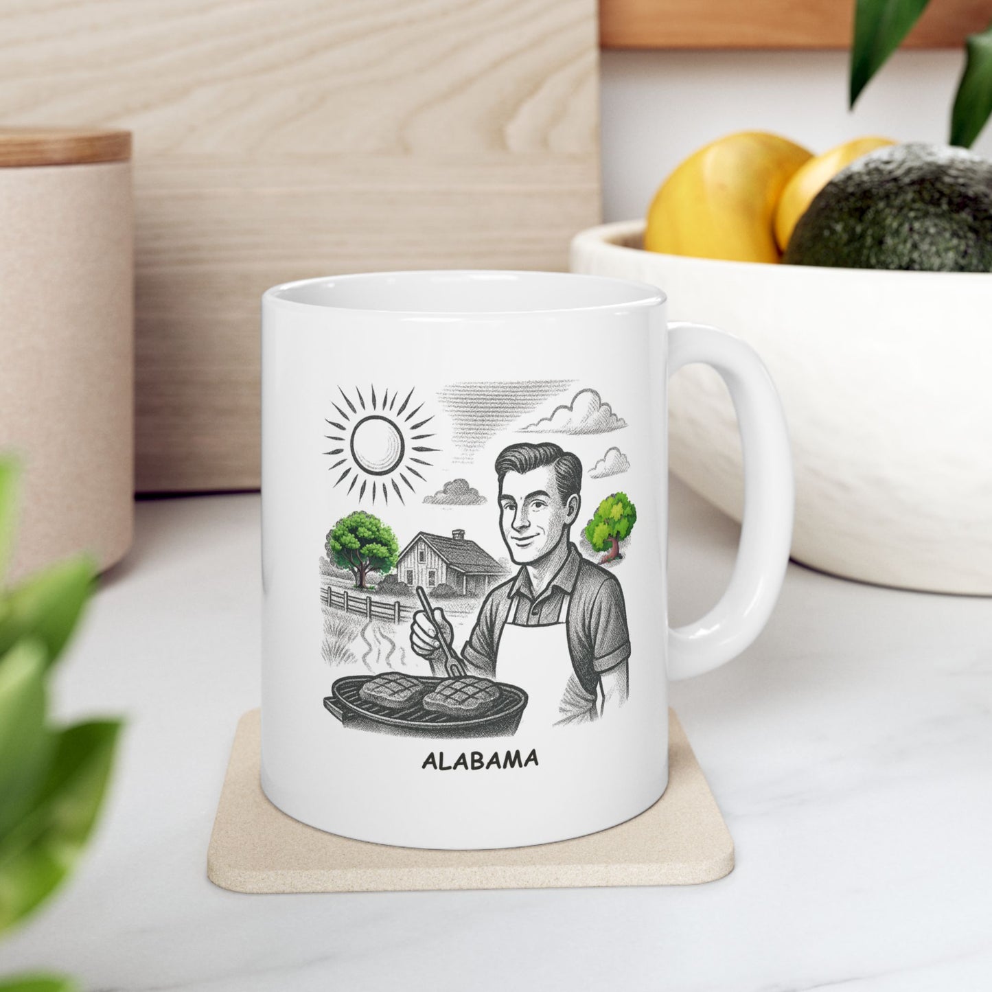 "Alabama: Where the grass is greener and the BBQ is better." Ceramic Mug | 12795