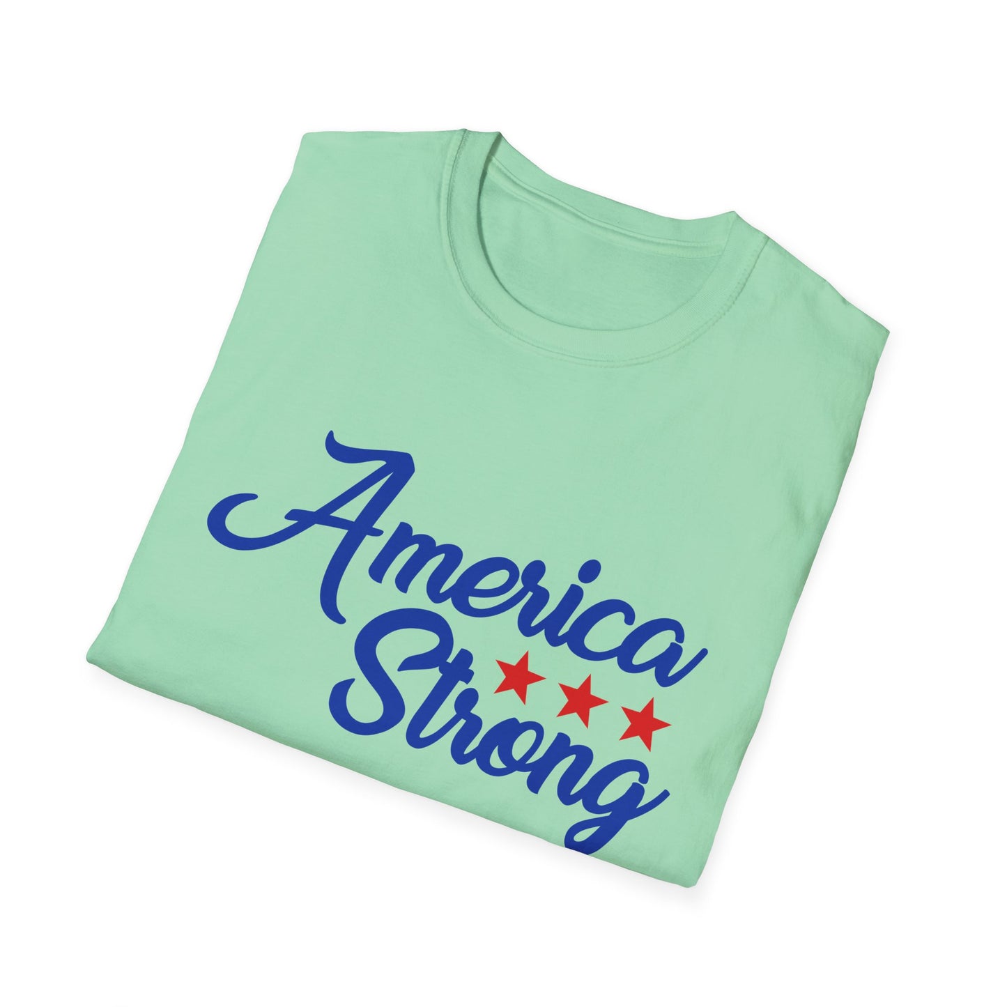 America Strong Unisex Softstyle T-Shirt - Patriotic Tee for BBQs, Memorial Day, 4th of July, Gift for Him/Her, Casual Wear - 13694