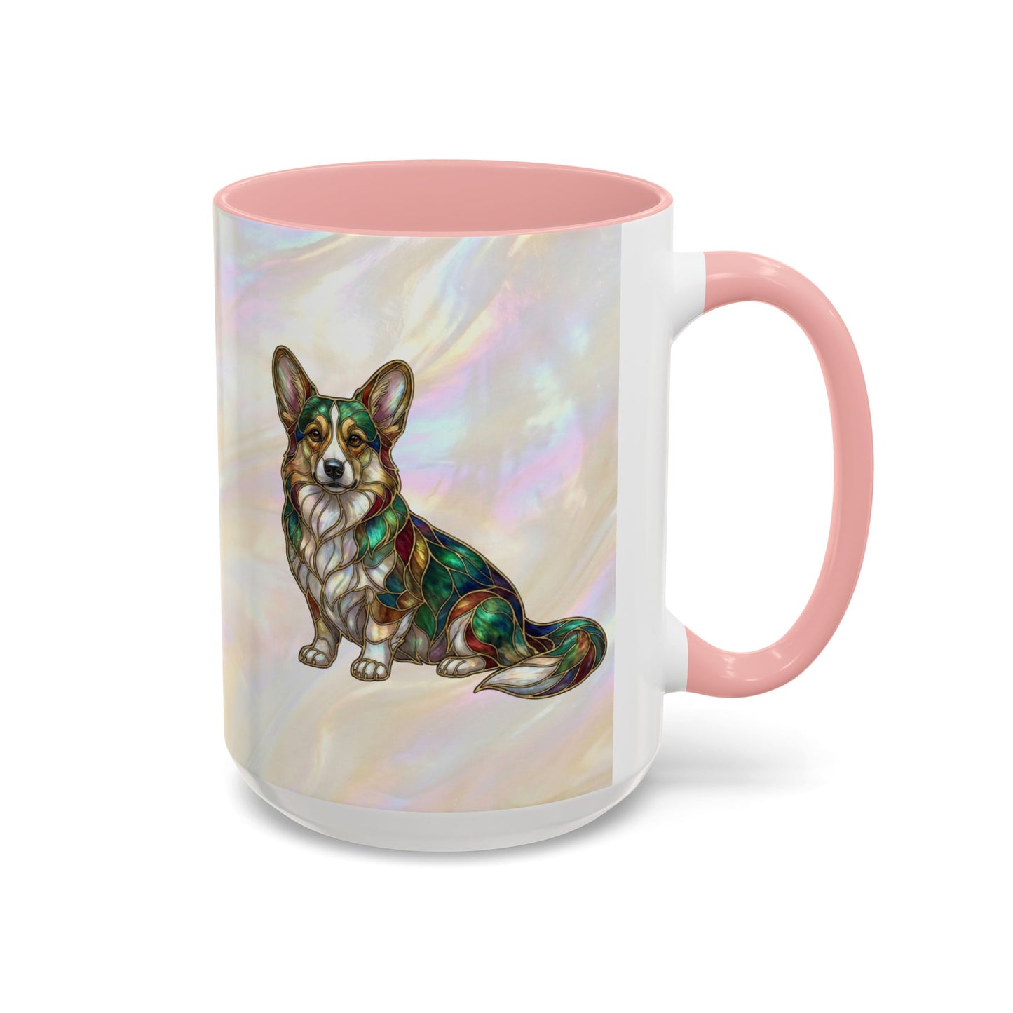 Corgi Accent Coffee Mug -Stained Glass Style (11/15oz) - 14627