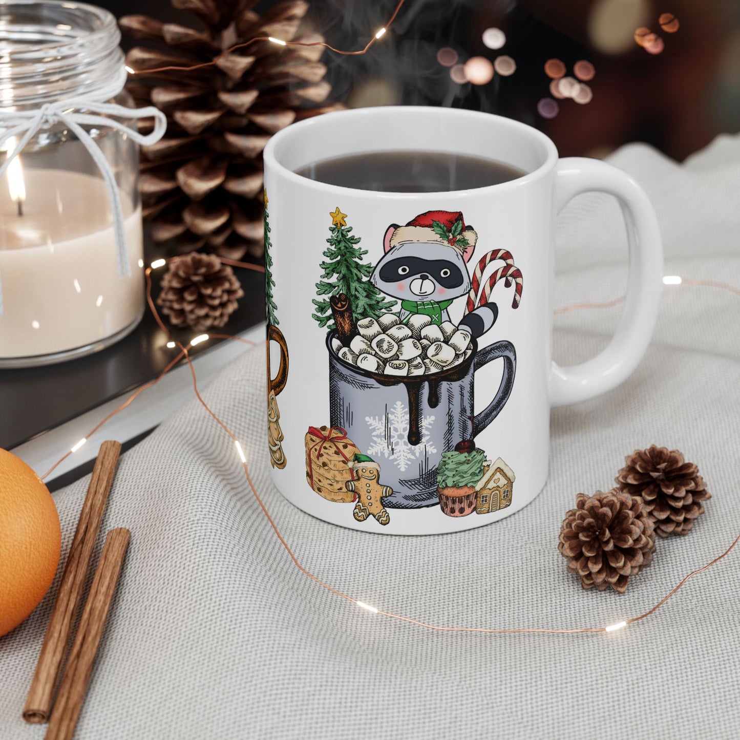 Christmas Marshmallow Mugs with Animals - Ceramic Mug, (11oz, 15oz) - 10292