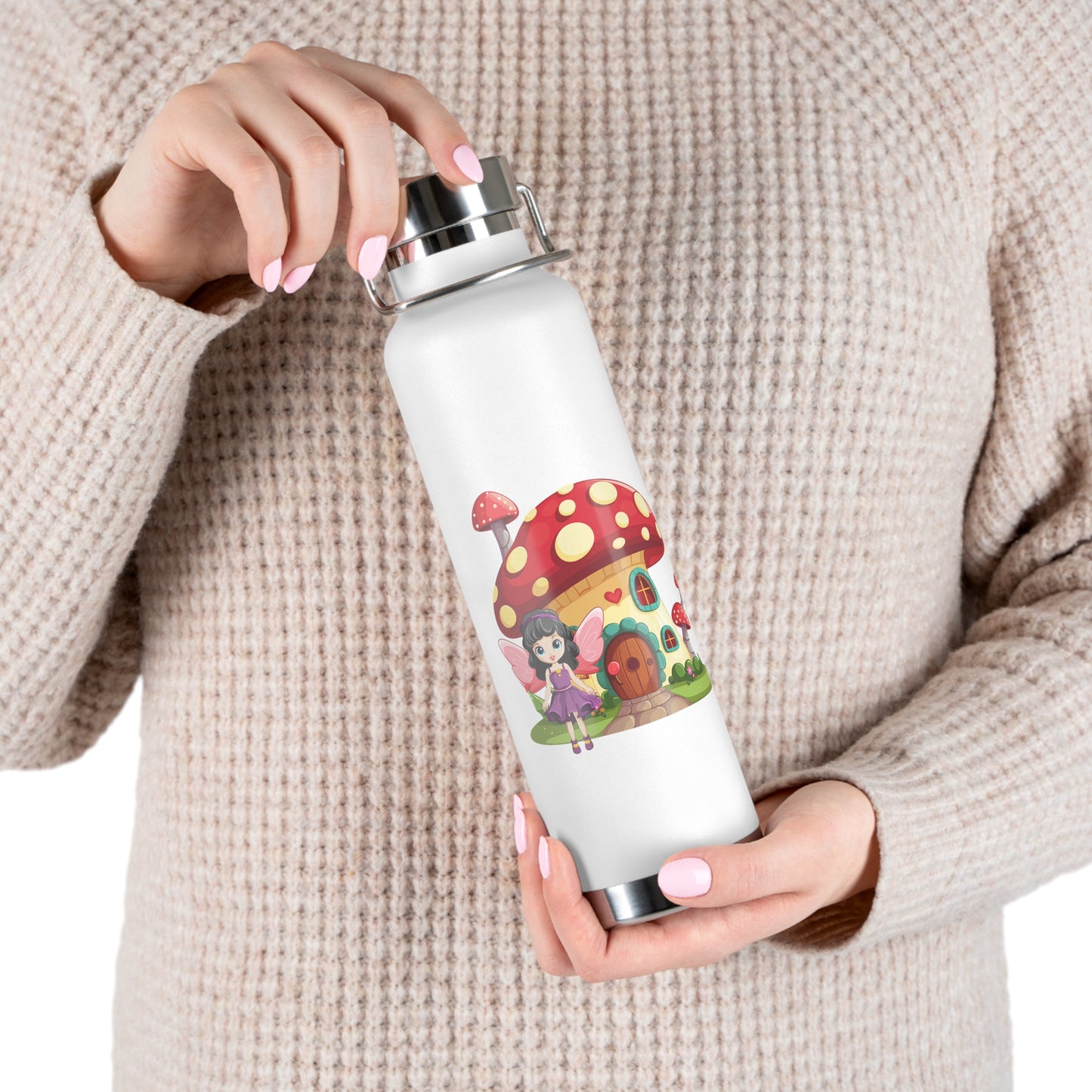 Fairy Mushroom House - Copper Vacuum Insulated Bottle, 22oz