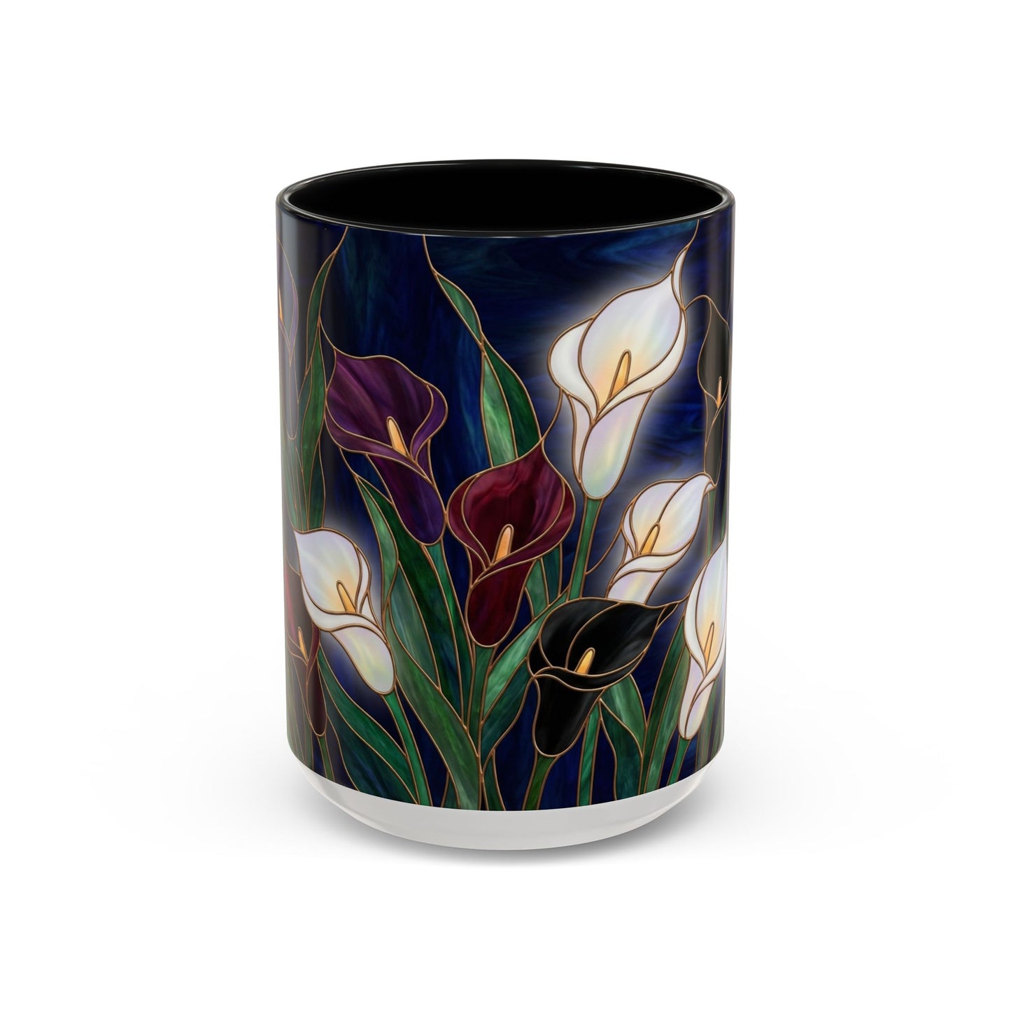 Calla Lily Floral Coffee Mug — Stained Glass Design (11/15oz) - 14557