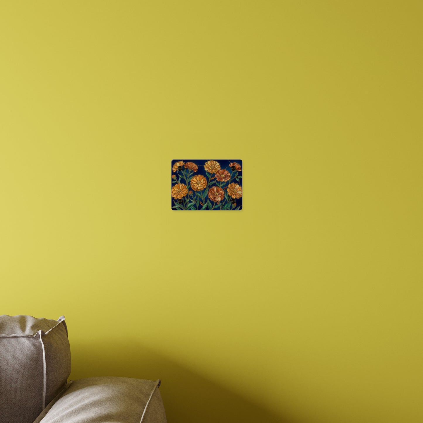 Marigold Bloom Acrylic Wall Art Panel — Botanical Floral Home Decor - 14608