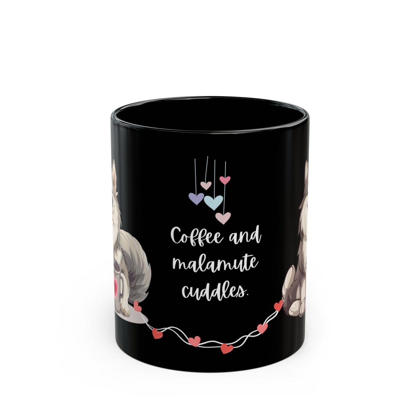 Coffee and Malamute Cuddles - Black Mug (11oz, 15oz) - 10650