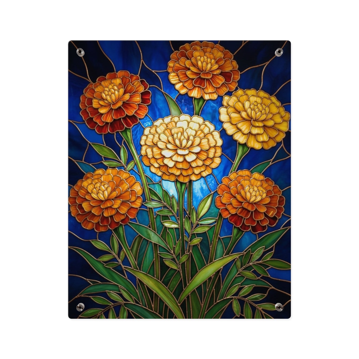 Marigold Bloom Acrylic Wall Art Panel — Botanical Floral Home Decor - 14608