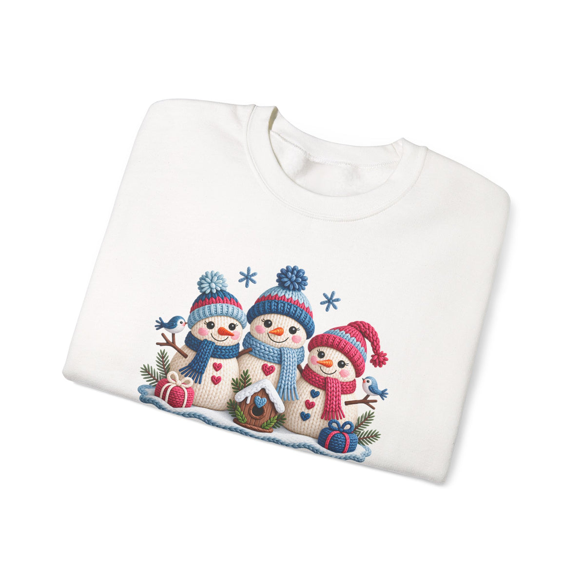 Let It Snow Sweatshirt, Cute Knitted Snowmen Christmas Crewneck - 14570
