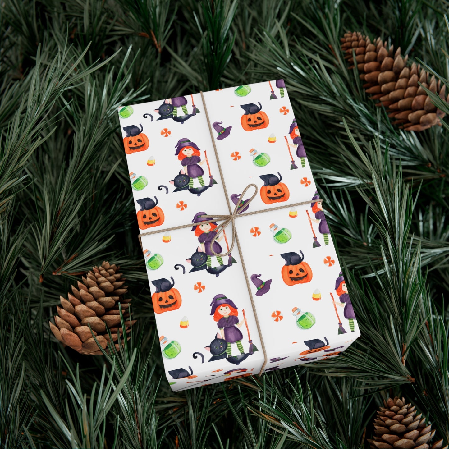 Halloween Girl with a Black Cat - Gift Wrap Papers