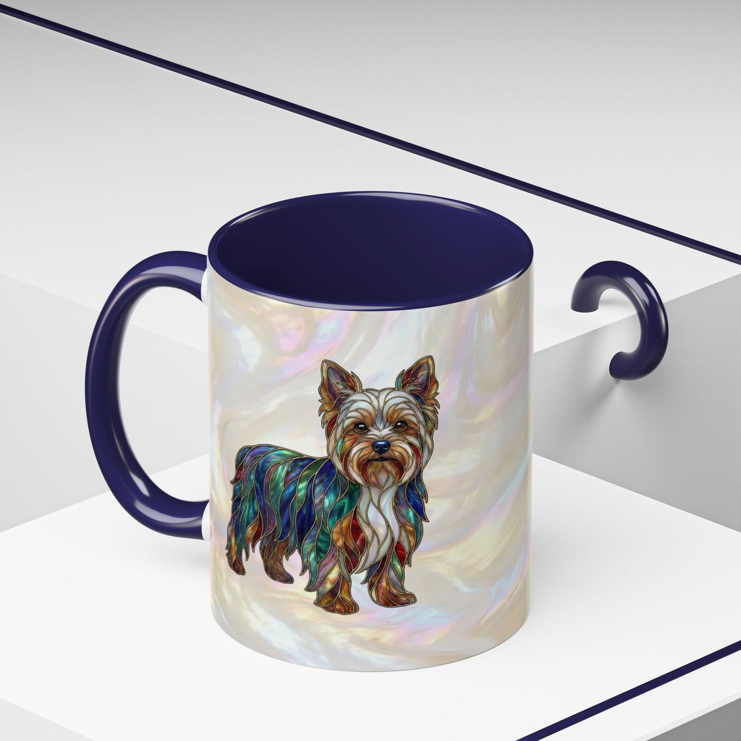 Yorkie Accent Coffee Mug – Stained Glass Design 11/15oz - 14653