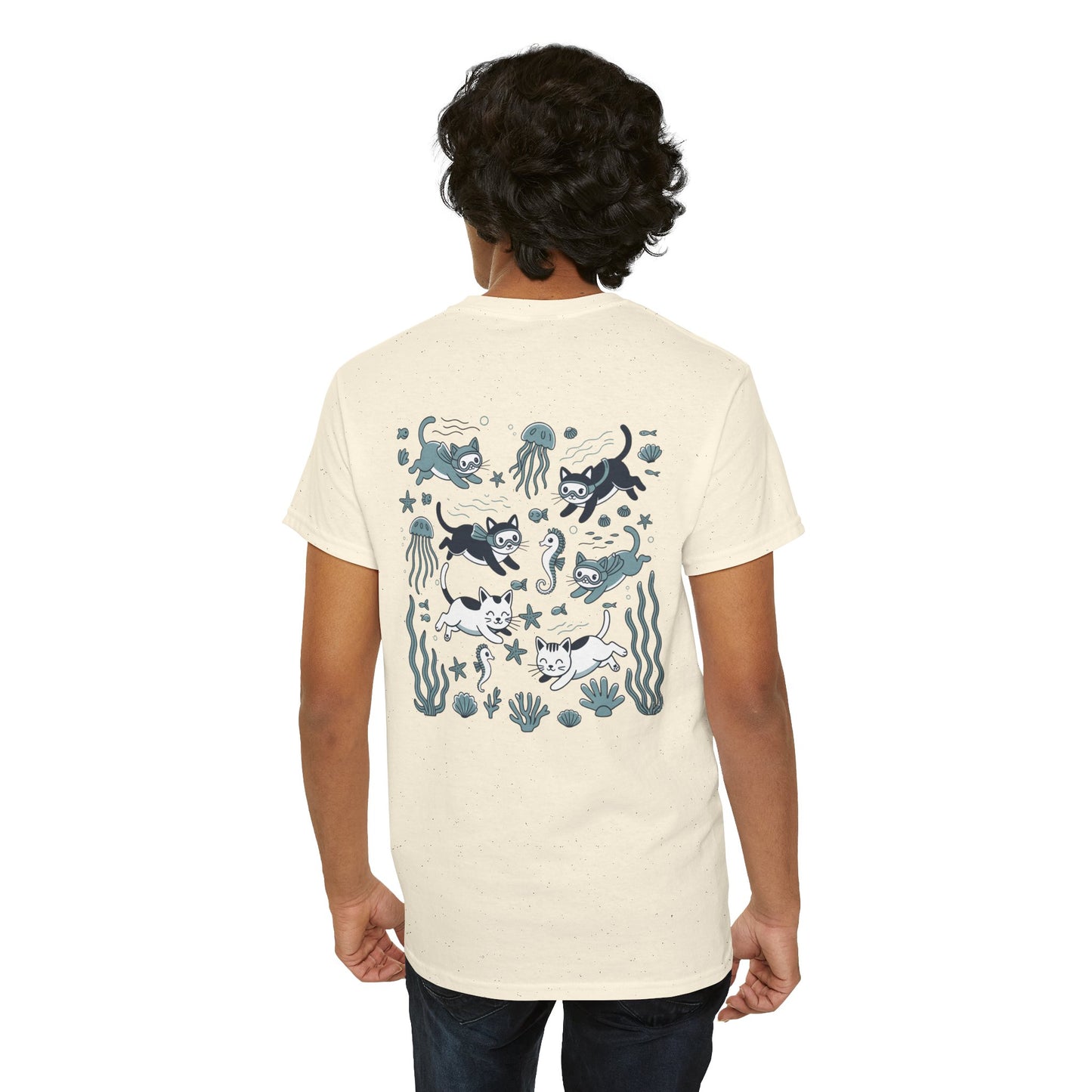 Sea Cats T-Shirt — Cute Underwater Cat Graphic Tee, Ocean Cat Lover Gift - 14869