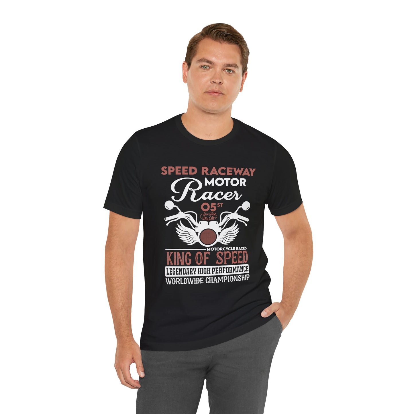 Speed Raceway, Motorcycle Races King of Speed - Unisex Jersey Short Sleeve Tee - 13105
