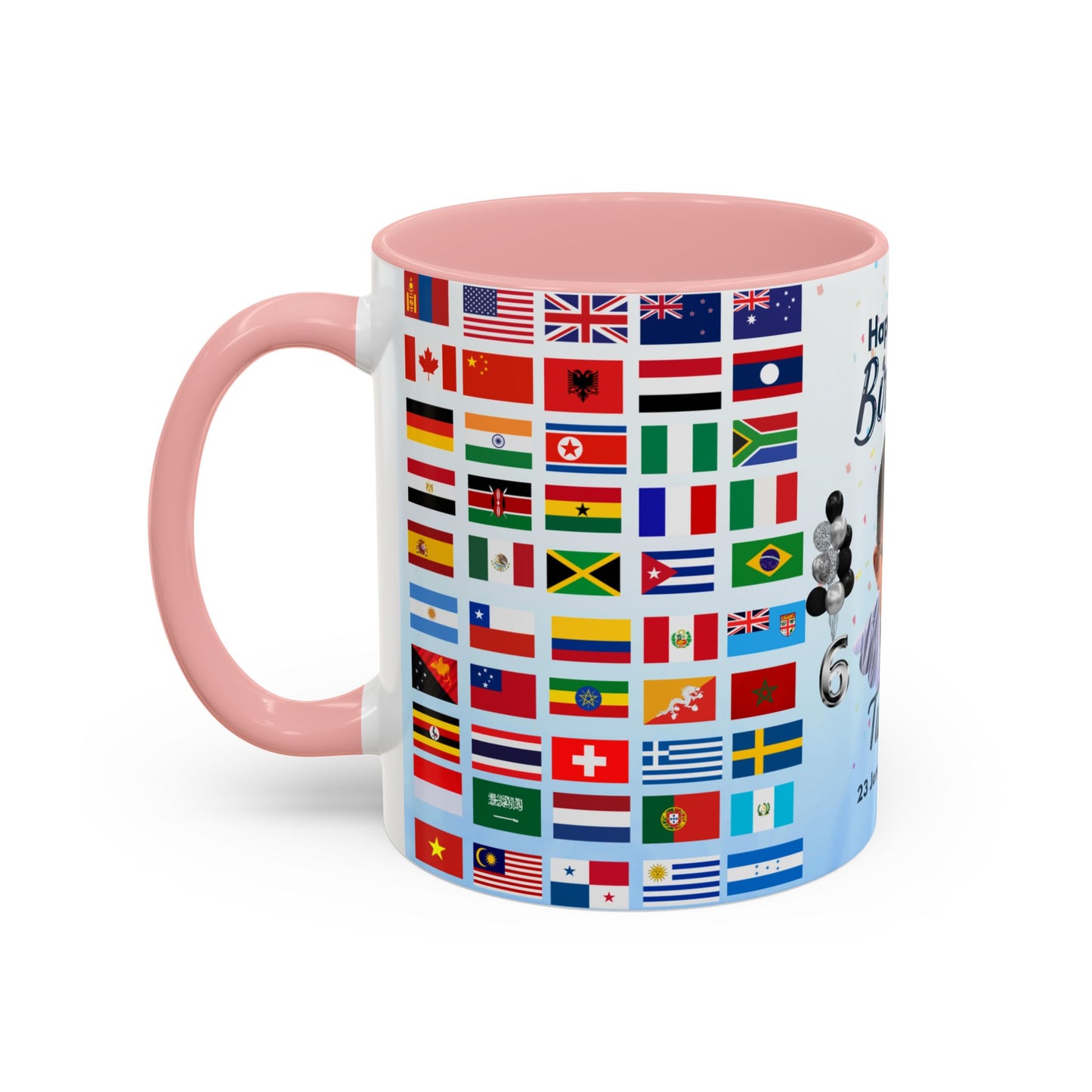 Kids, Happy Birthday, World Flag Fan, Details Customizable - Accent Coffee Mug (11, 15oz) - 11232