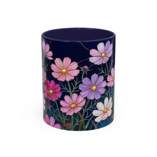 Cosmos Floral Accent Coffee Mug — Stained Glass Design 11/15oz - 14561