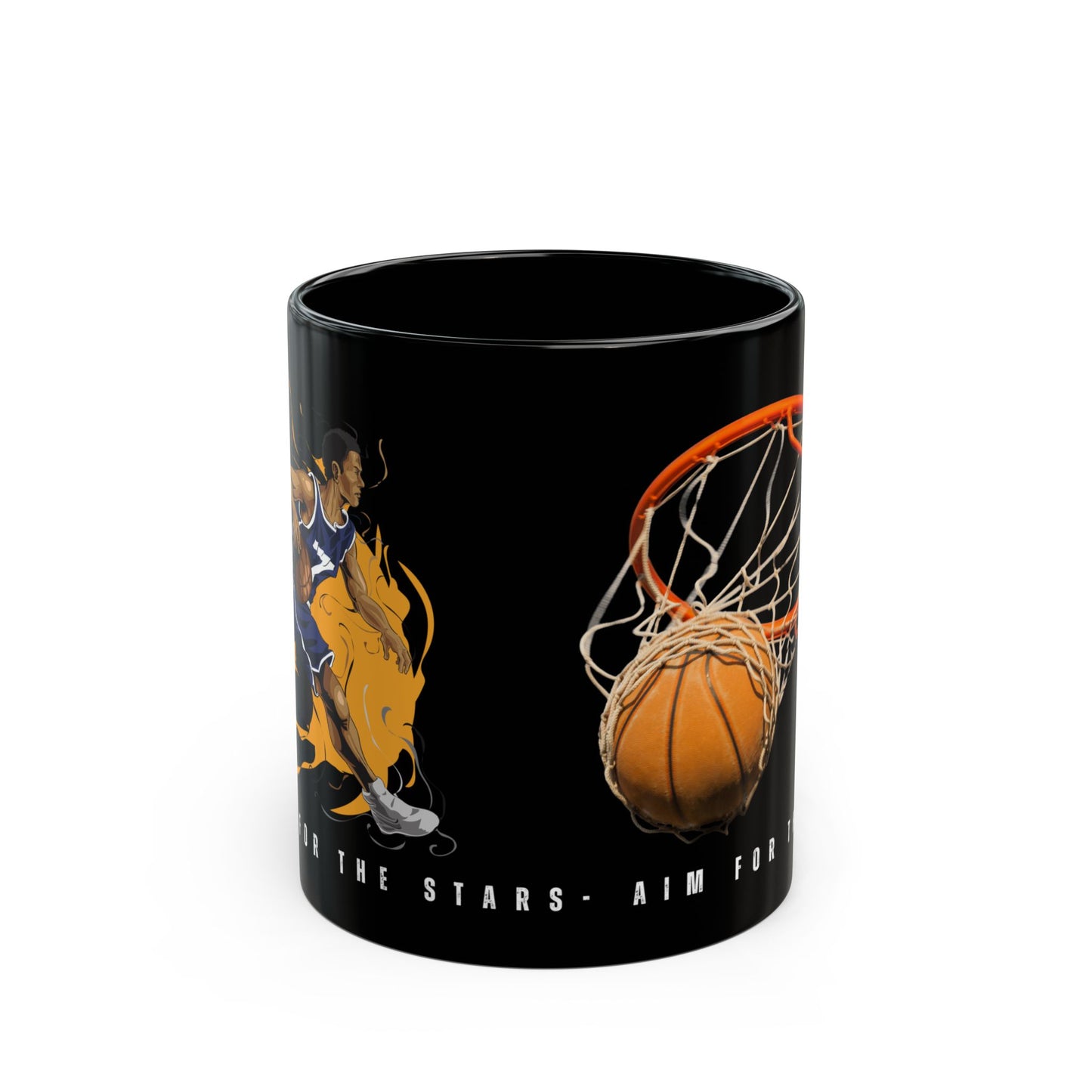 Shoot for the Stars, Aim for the Hoop Mug,  Basketball Lovers - Black Mug (11oz, 15oz) - 10152