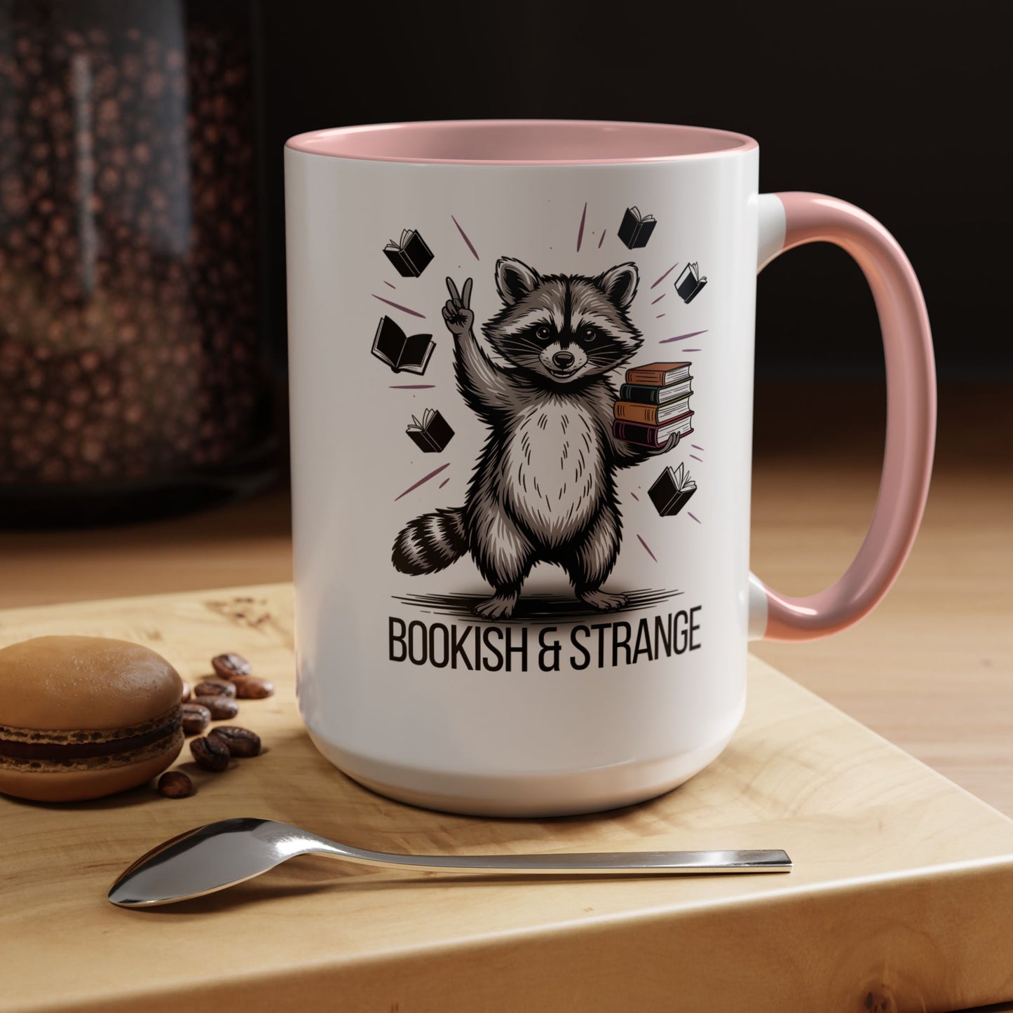 Bookish & Strange Raccoon Mug – Cute Reading Coffee Mug Gift for Book Lovers (11oz / 15oz) - 14803